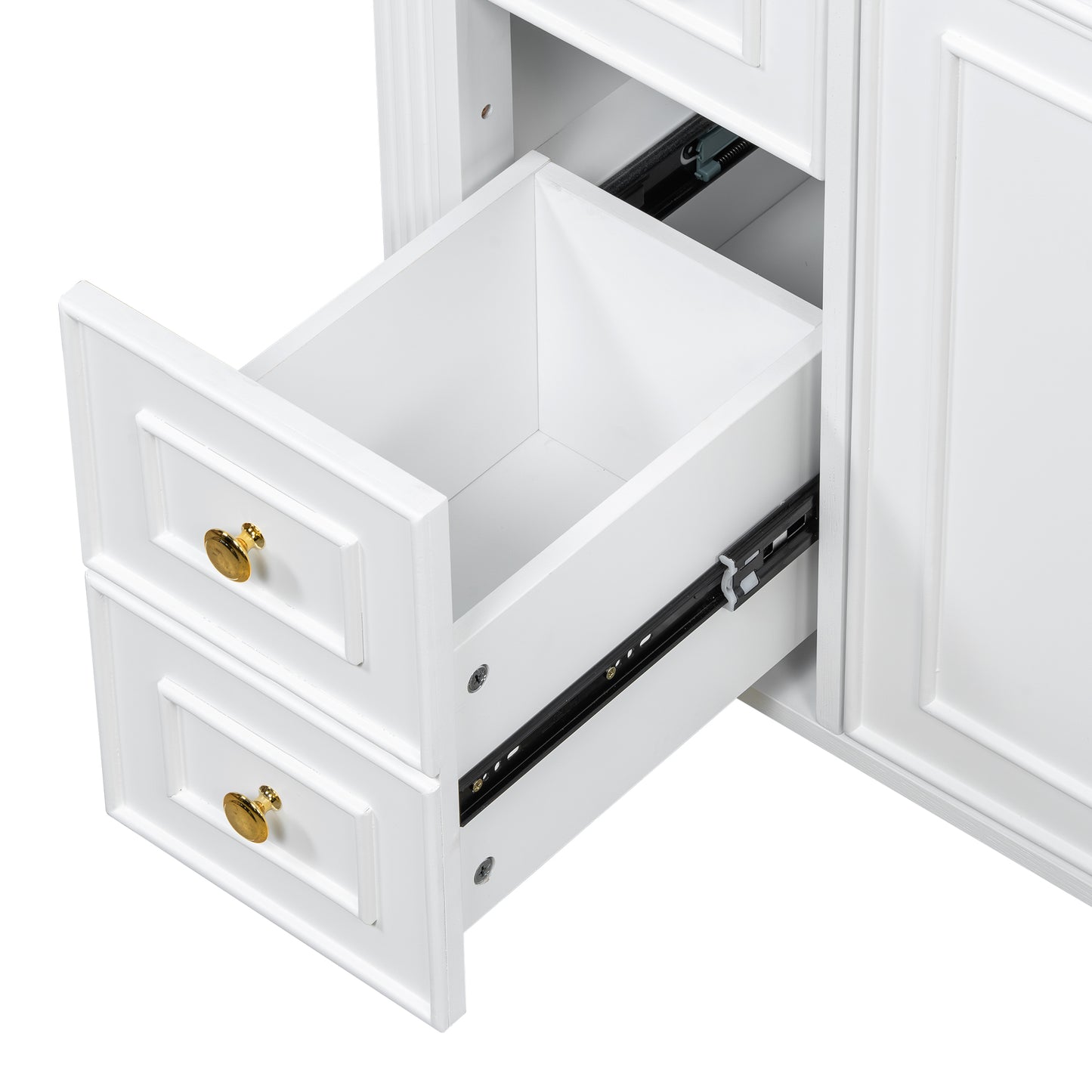 VanityFus 36-in White Bathroom Vanity Single Sink Combo Ceramic Top 2 Soft Close Doors 3 drawers Undermount Adjustable Shelves