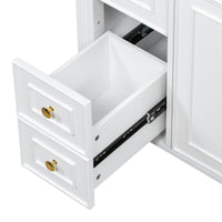 VanityFus 36-in White Bathroom Vanity Single Sink Combo Ceramic Top 2 Soft Close Doors 3 drawers Undermount Adjustable Shelves