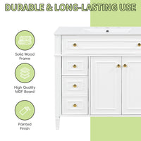 VanityFus 36-in White Bathroom Vanity Single Sink Combo Ceramic Top 2 Soft Close Doors 3 drawers Undermount Adjustable Shelves