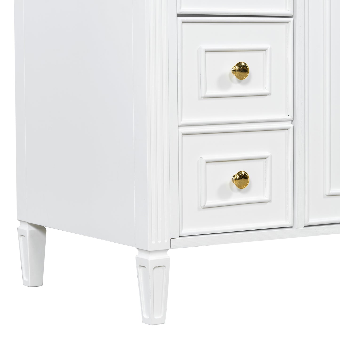 VanityFus 36-in White Bathroom Vanity Single Sink Combo Ceramic Top 2 Soft Close Doors 3 drawers Undermount Adjustable Shelves