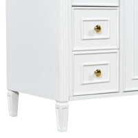 VanityFus 36-in White Bathroom Vanity Single Sink Combo Ceramic Top 2 Soft Close Doors 3 drawers Undermount Adjustable Shelves