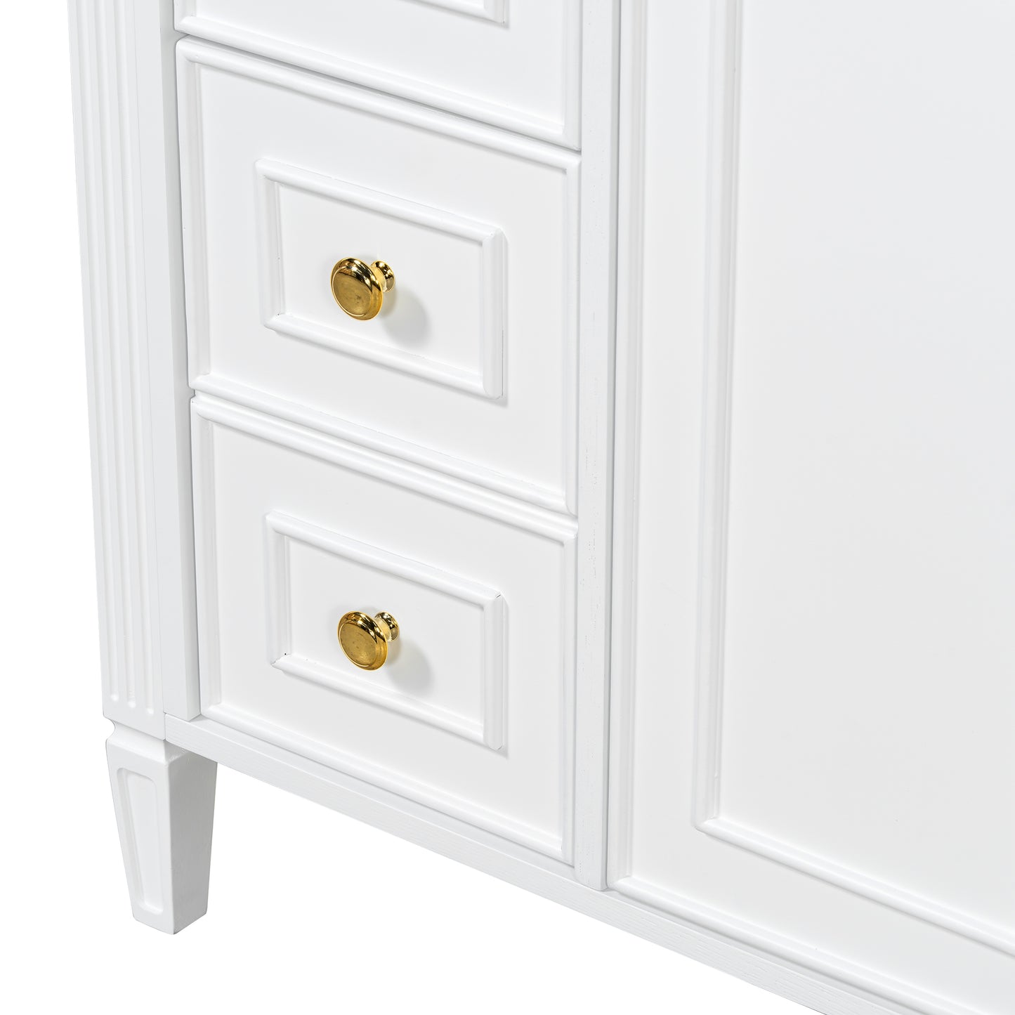 VanityFus 36-in White Bathroom Vanity Single Sink Combo Ceramic Top 2 Soft Close Doors 3 drawers Undermount Adjustable Shelves