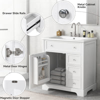 VanityFus 18.6-in White Bathroom Vanity Single Sink Combo with Ceramic Top Undermount 1 door 2 drawers Adjustable Shelves