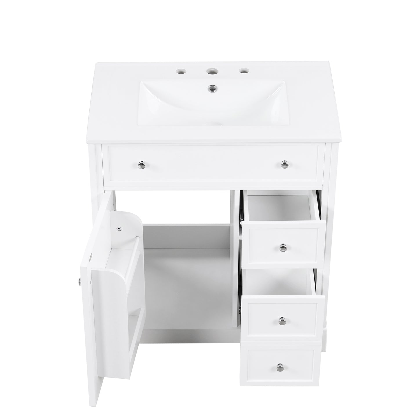 VanityFus 18.6-in White Bathroom Vanity Single Sink Combo with Ceramic Top Undermount 1 door 2 drawers Adjustable Shelves