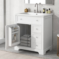 VanityFus 18.6-in White Bathroom Vanity Single Sink Combo with Ceramic Top Undermount 1 door 2 drawers Adjustable Shelves