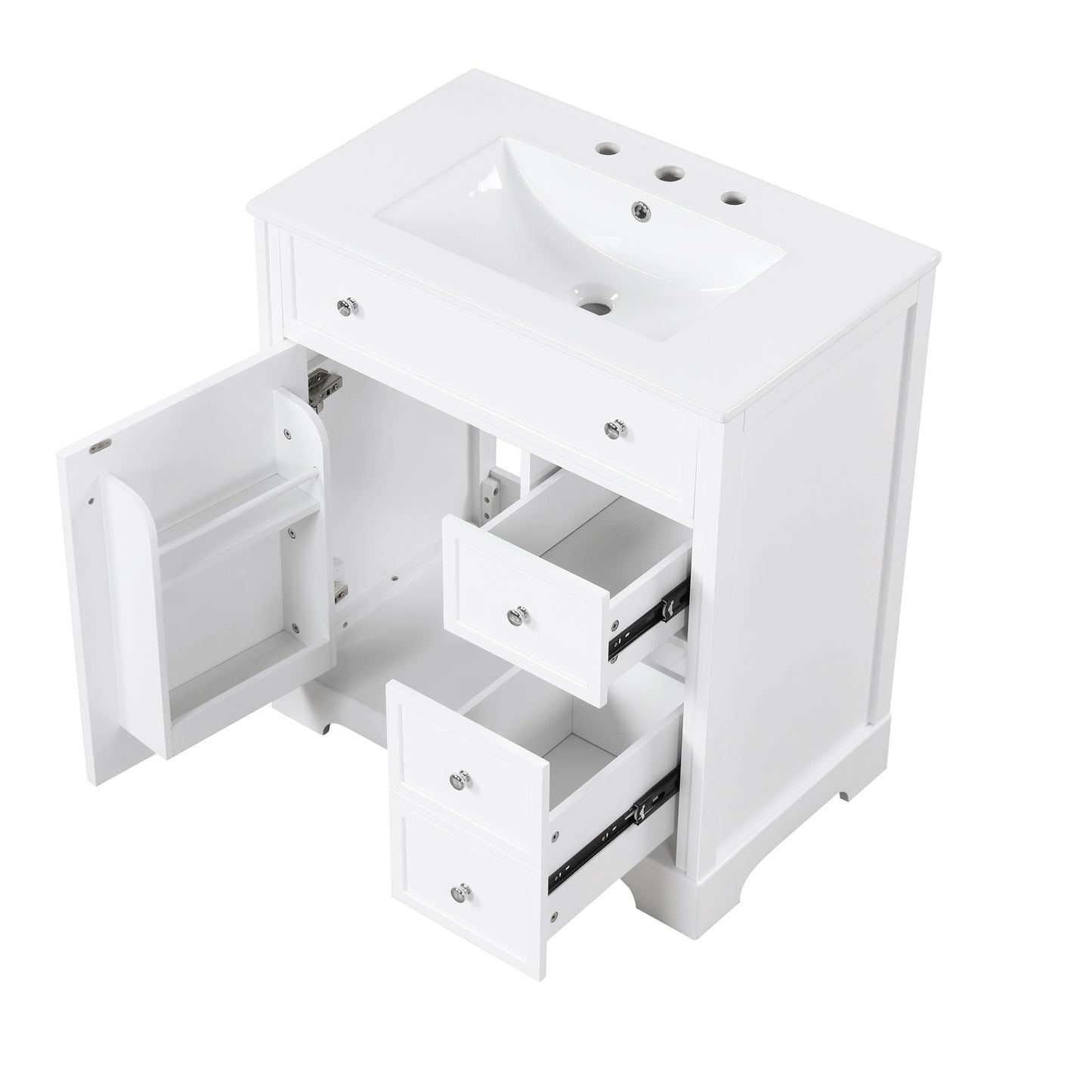VanityFus 18.6-in White Bathroom Vanity Single Sink Combo with Ceramic Top Undermount 1 door 2 drawers Adjustable Shelves