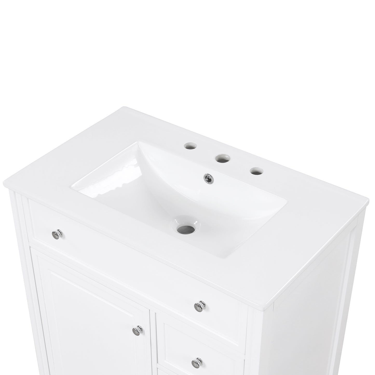 VanityFus 18.6-in White Bathroom Vanity Single Sink Combo with Ceramic Top Undermount 1 door 2 drawers Adjustable Shelves