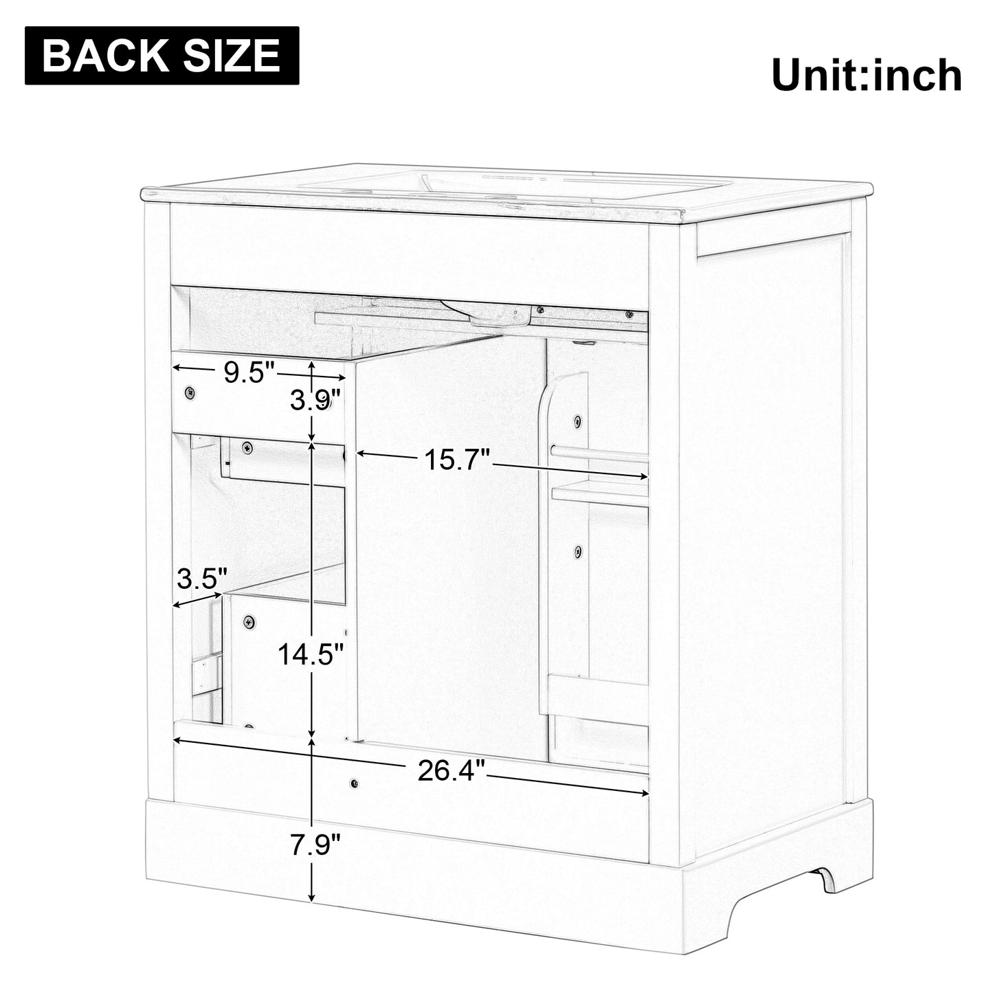 VanityFus 18.6-in White Bathroom Vanity Single Sink Combo with Ceramic Top Undermount 1 door 2 drawers Adjustable Shelves