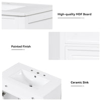VanityFus 18.6-in White Bathroom Vanity Single Sink Combo with Ceramic Top Undermount 1 door 2 drawers Adjustable Shelves