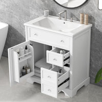 VanityFus 18.6-in White Bathroom Vanity Single Sink Combo with Ceramic Top Undermount 1 door 2 drawers Adjustable Shelves