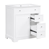 VanityFus 18.6-in White Bathroom Vanity Single Sink Combo with Ceramic Top Undermount 1 door 2 drawers Adjustable Shelves