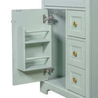 VanityFus 18.6-in Green Bathroom Vanity Single Sink Combo with Ceramic Top 1 Soft Close door 3 drawers Undermount