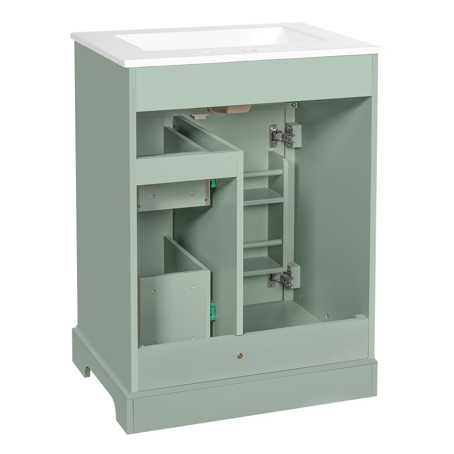 VanityFus 18.6-in Green Bathroom Vanity Single Sink Combo with Ceramic Top 1 Soft Close door 3 drawers Undermount