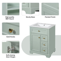 VanityFus 18.6-in Green Bathroom Vanity Single Sink Combo with Ceramic Top 1 Soft Close door 3 drawers Undermount