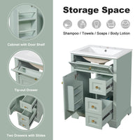 VanityFus 18.6-in Green Bathroom Vanity Single Sink Combo with Ceramic Top 1 Soft Close door 3 drawers Undermount