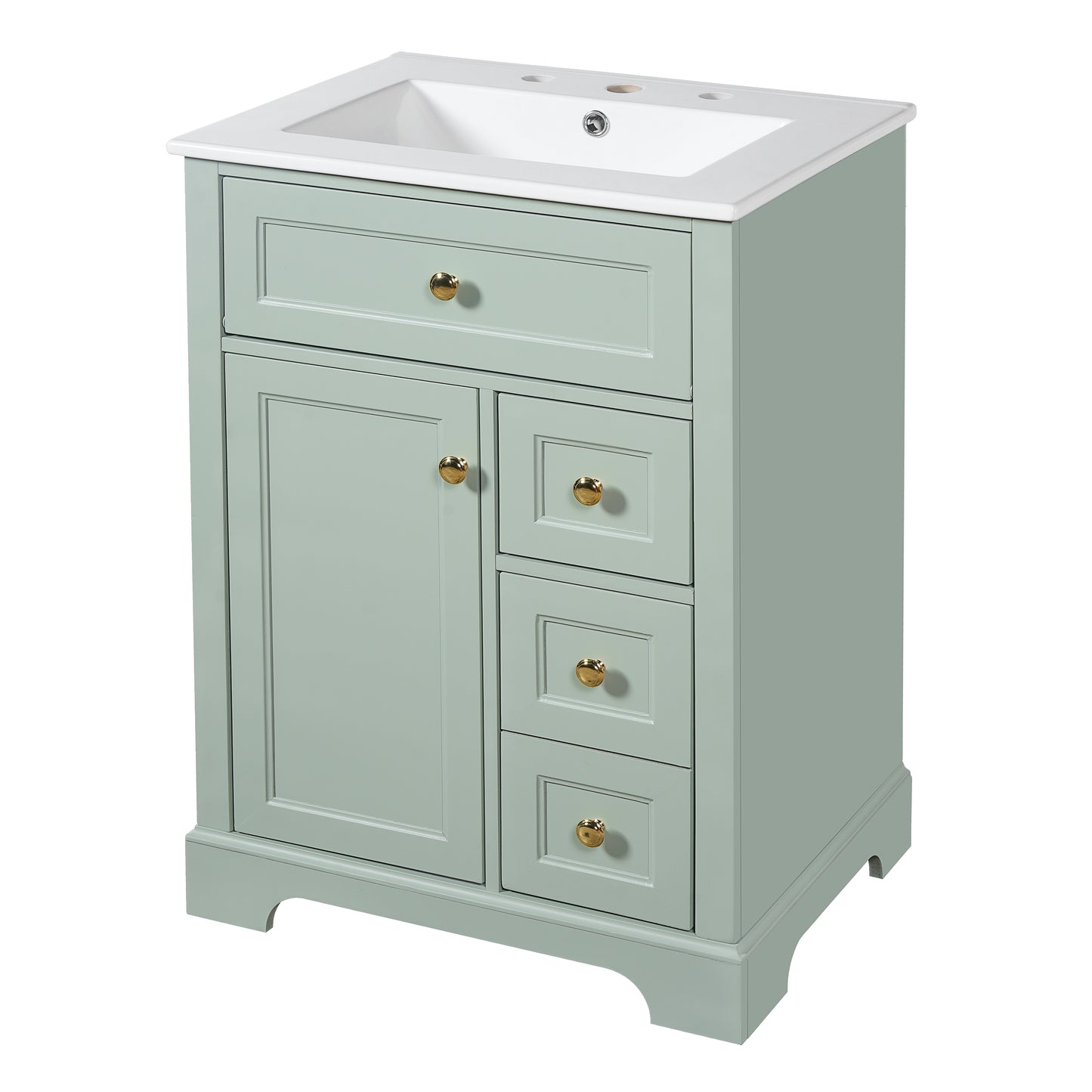 VanityFus 18.6-in Green Bathroom Vanity Single Sink Combo with Ceramic Top 1 Soft Close door 3 drawers Undermount