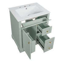 VanityFus 18.6-in Green Bathroom Vanity Single Sink Combo with Ceramic Top 1 Soft Close door 3 drawers Undermount