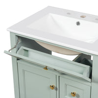 VanityFus 18.6-in Green Bathroom Vanity Single Sink Combo with Ceramic Top 1 Soft Close door 3 drawers Undermount