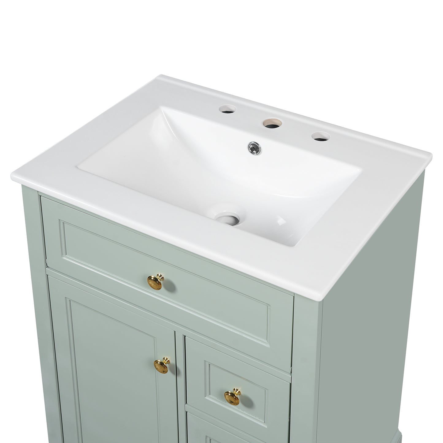 VanityFus 18.6-in Green Bathroom Vanity Single Sink Combo with Ceramic Top 1 Soft Close door 3 drawers Undermount