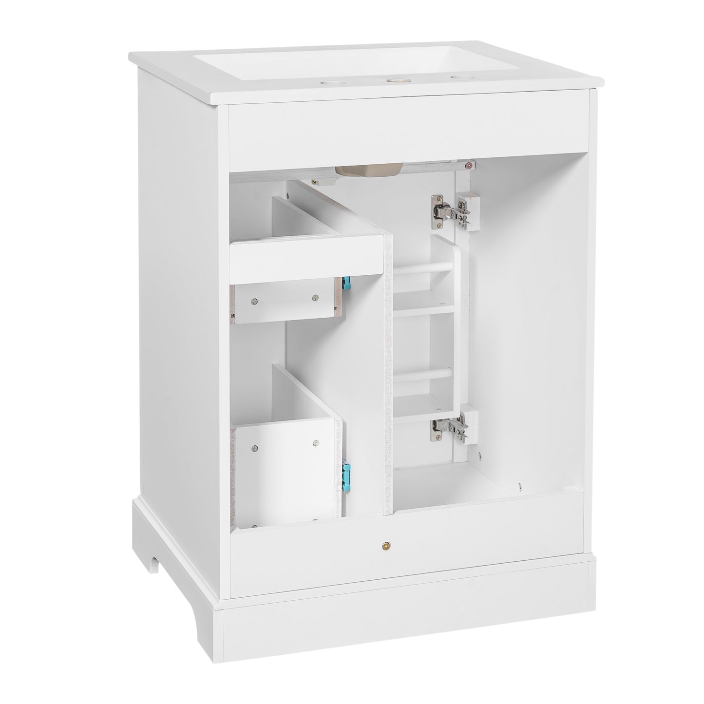 VanityFus 18.6-in White Bathroom Vanity Single Sink Combo with Ceramic Top 1 Soft Close door 3 drawers Undermount