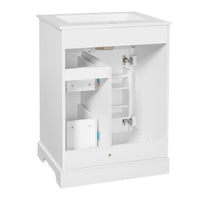 VanityFus 18.6-in White Bathroom Vanity Single Sink Combo with Ceramic Top 1 Soft Close door 3 drawers Undermount