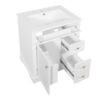 VanityFus 18.6-in White Bathroom Vanity Single Sink Combo with Ceramic Top 1 Soft Close door 3 drawers Undermount