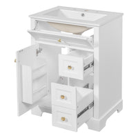 VanityFus 18.6-in White Bathroom Vanity Single Sink Combo with Ceramic Top 1 Soft Close door 3 drawers Undermount
