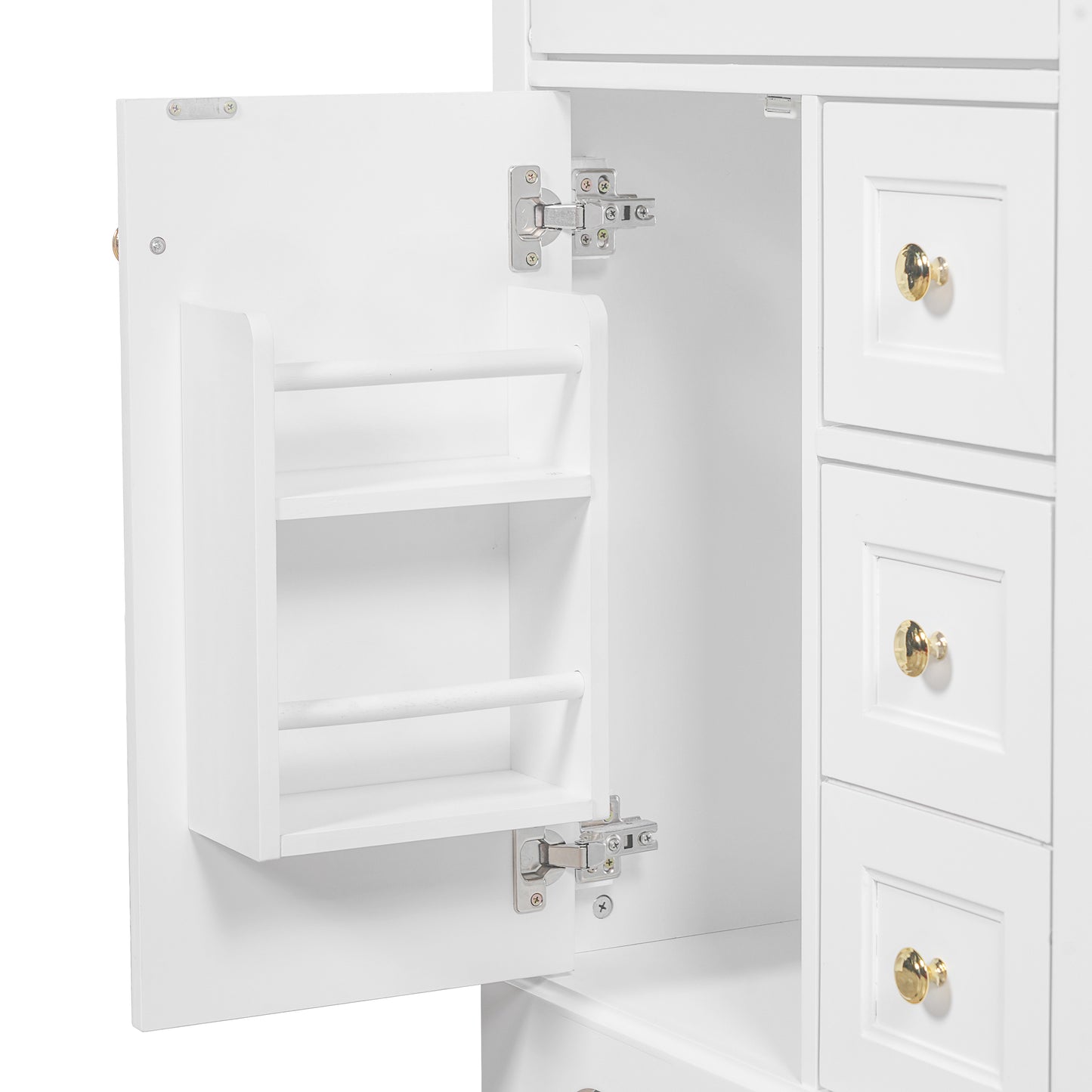 VanityFus 18.6-in White Bathroom Vanity Single Sink Combo with Ceramic Top 1 Soft Close door 3 drawers Undermount