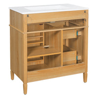 VanityFus 18.6-in Wood Bathroom Vanity Single Sink Combo with Ceramic Top 1 Soft Close door 3 drawers Undermount Adjustable Shelves