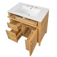 VanityFus 18.6-in Wood Bathroom Vanity Single Sink Combo with Ceramic Top 1 Soft Close door 3 drawers Undermount Adjustable Shelves