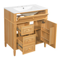 VanityFus 18.6-in Wood Bathroom Vanity Single Sink Combo with Ceramic Top 1 Soft Close door 3 drawers Undermount Adjustable Shelves