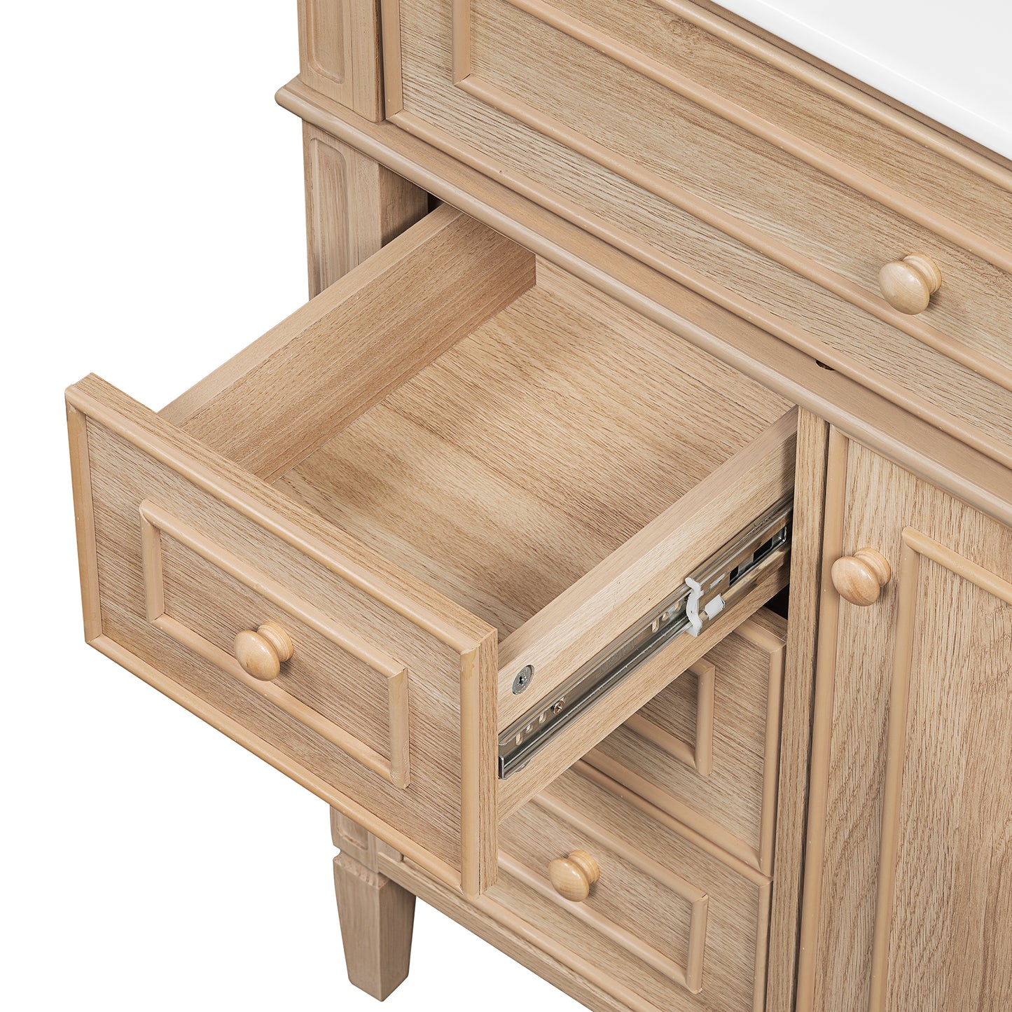 VanityFus 18.6-in Light Wood Bathroom Vanity Single Sink Combo with Ceramic Top 1 Soft Close door 3 drawers Undermount Adjustable Shelves