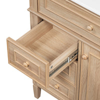 VanityFus 18.6-in Light Wood Bathroom Vanity Single Sink Combo with Ceramic Top 1 Soft Close door 3 drawers Undermount Adjustable Shelves
