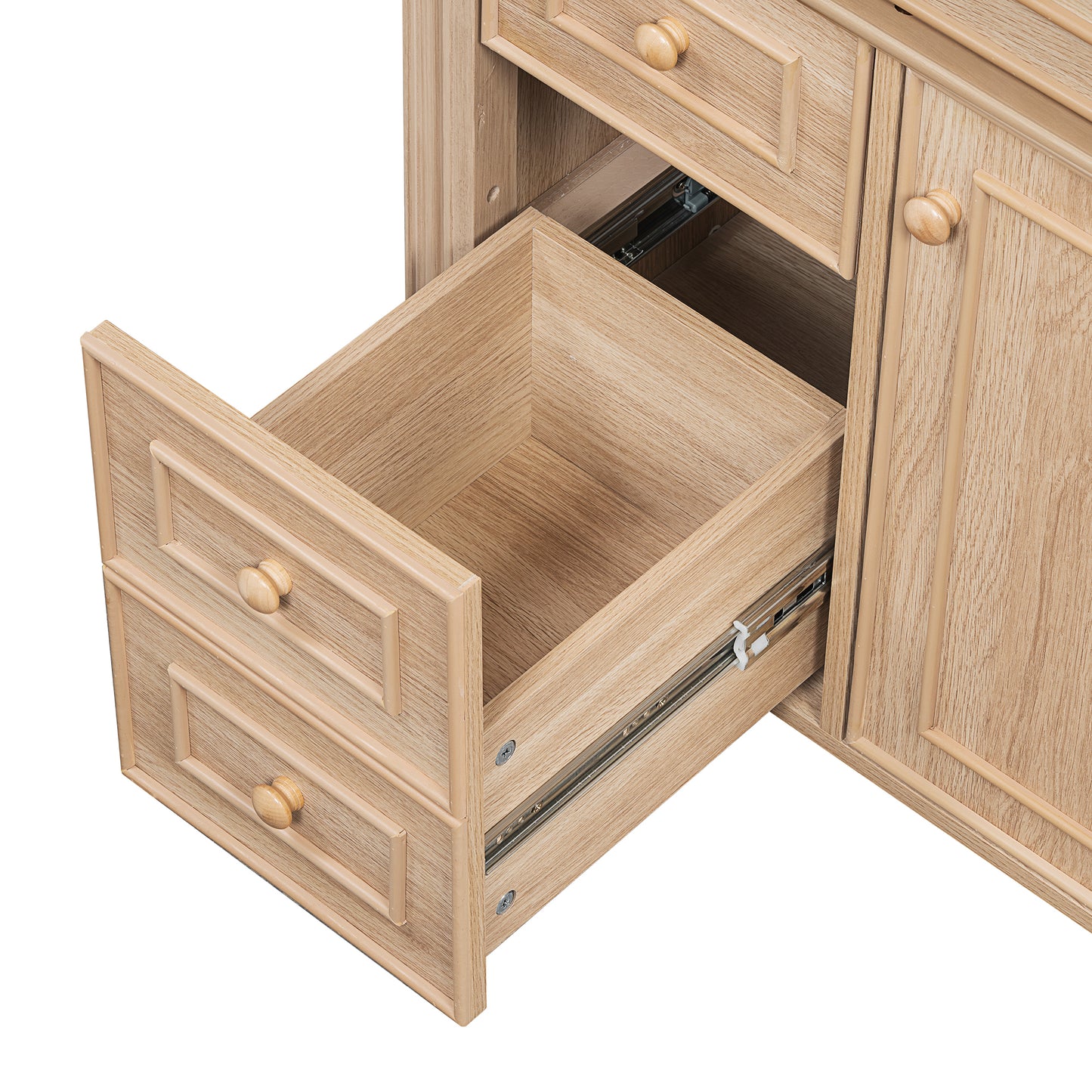VanityFus 18.6-in Light Wood Bathroom Vanity Single Sink Combo with Ceramic Top 1 Soft Close door 3 drawers Undermount Adjustable Shelves