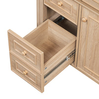 VanityFus 18.6-in Light Wood Bathroom Vanity Single Sink Combo with Ceramic Top 1 Soft Close door 3 drawers Undermount Adjustable Shelves