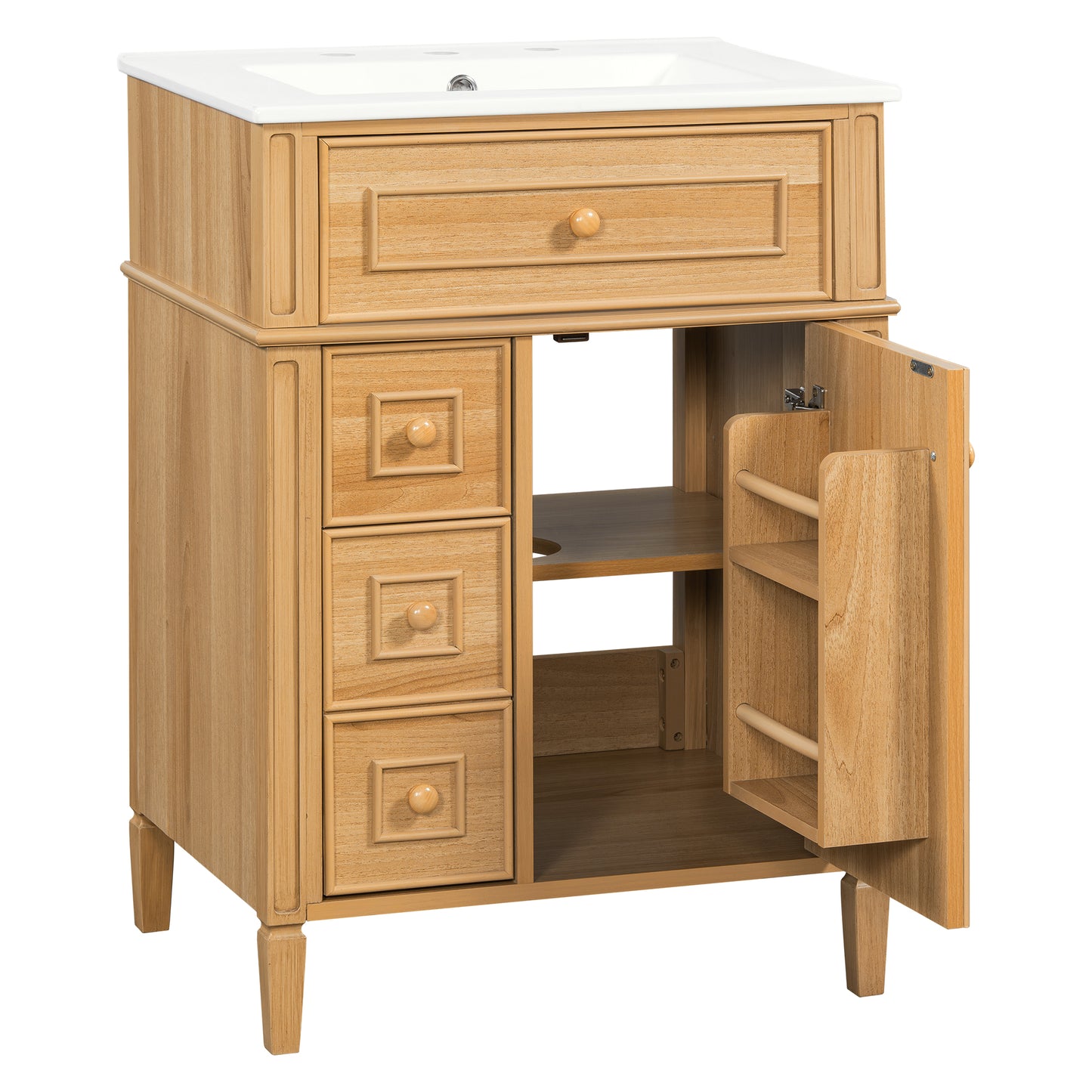 VanityFus 18.6-in Wood Bathroom Vanity Single Sink Combo with Ceramic Top 1 Soft Close door 3 drawers Undermount