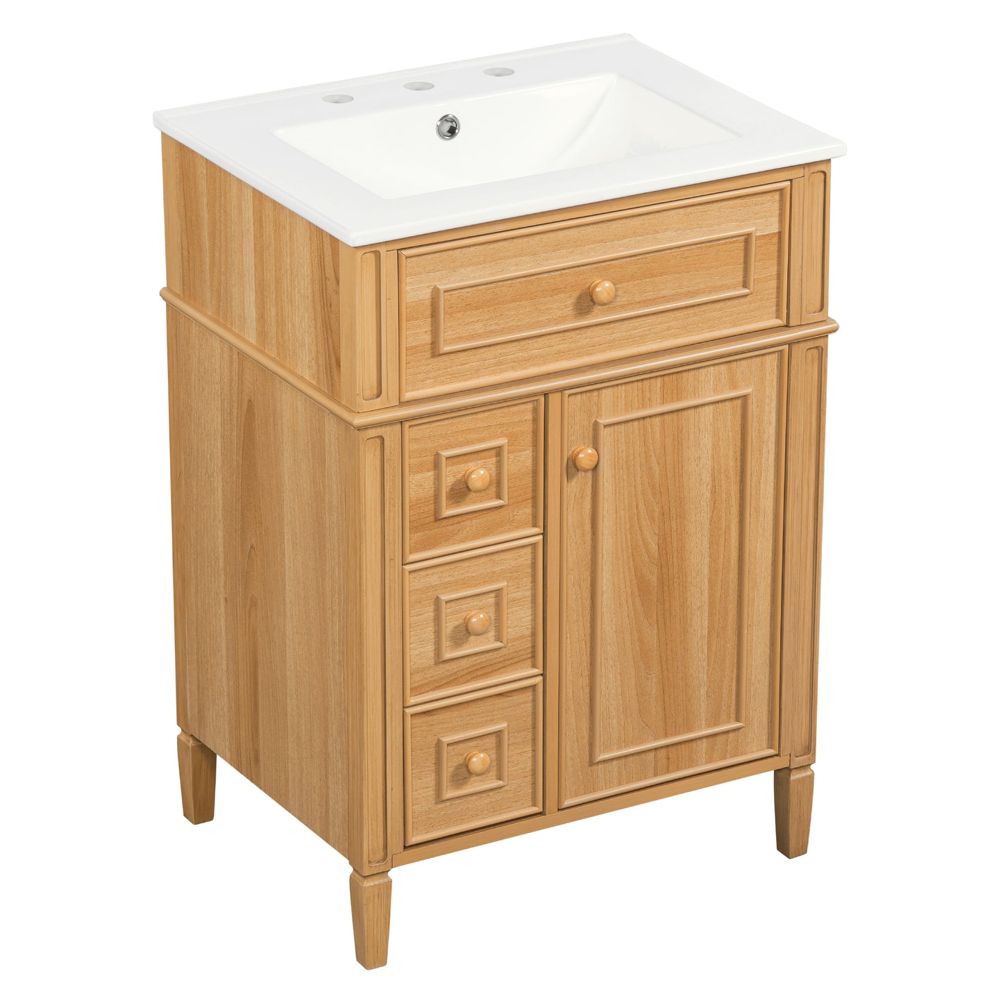 VanityFus 18.6-in Wood Bathroom Vanity Single Sink Combo with Ceramic Top 1 Soft Close door 3 drawers Undermount