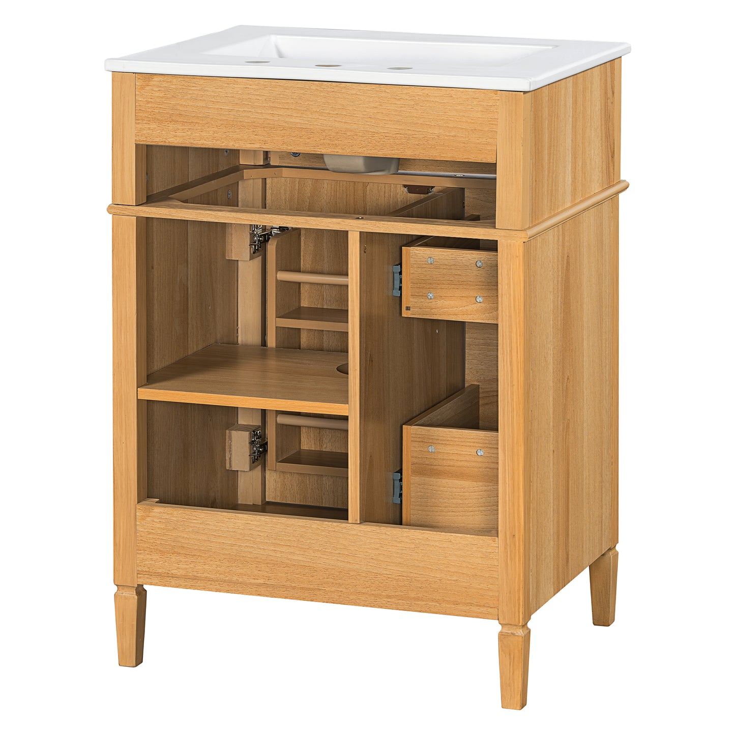 VanityFus 18.6-in Wood Bathroom Vanity Single Sink Combo with Ceramic Top 1 Soft Close door 3 drawers Undermount