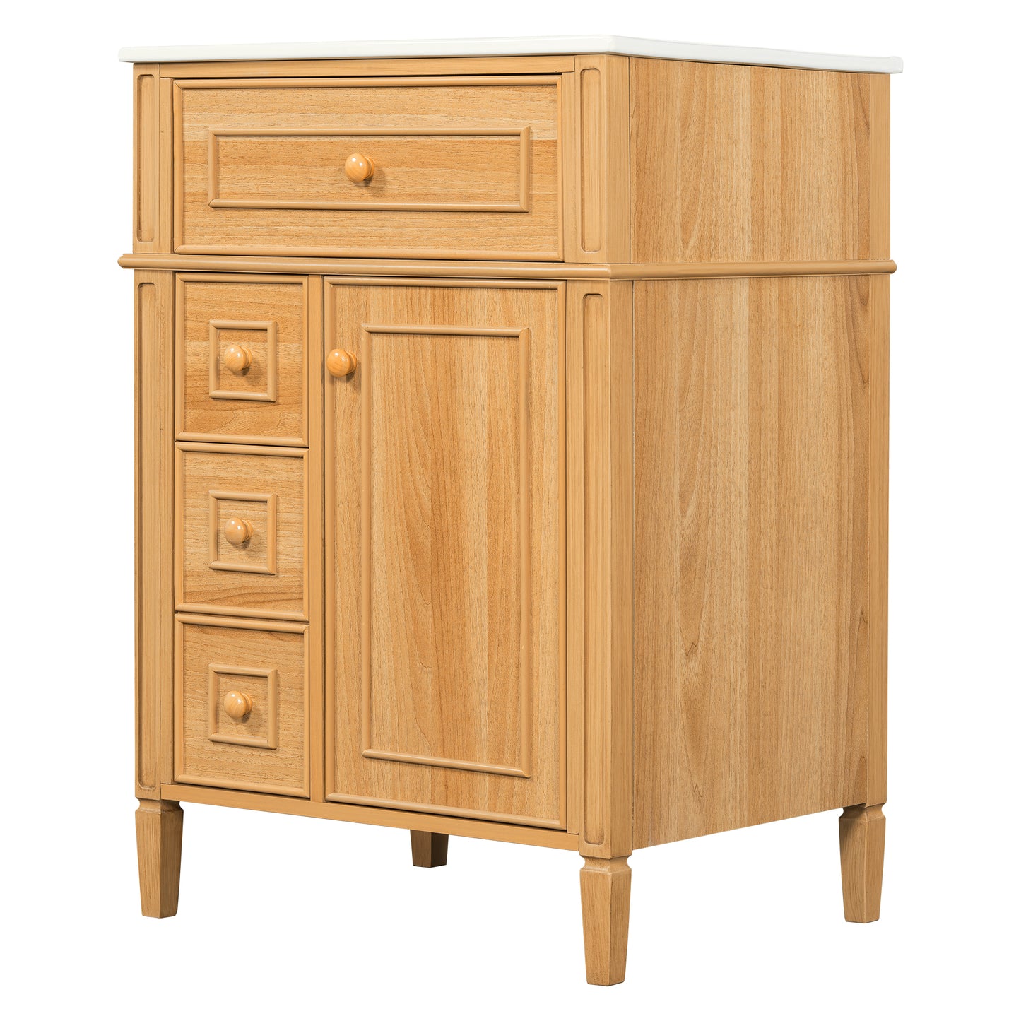 VanityFus 18.6-in Wood Bathroom Vanity Single Sink Combo with Ceramic Top 1 Soft Close door 3 drawers Undermount