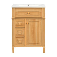 VanityFus 18.6-in Wood Bathroom Vanity Single Sink Combo with Ceramic Top 1 Soft Close door 3 drawers Undermount