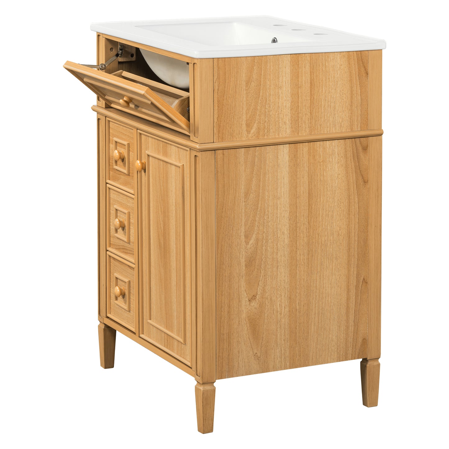 VanityFus 18.6-in Wood Bathroom Vanity Single Sink Combo with Ceramic Top 1 Soft Close door 3 drawers Undermount