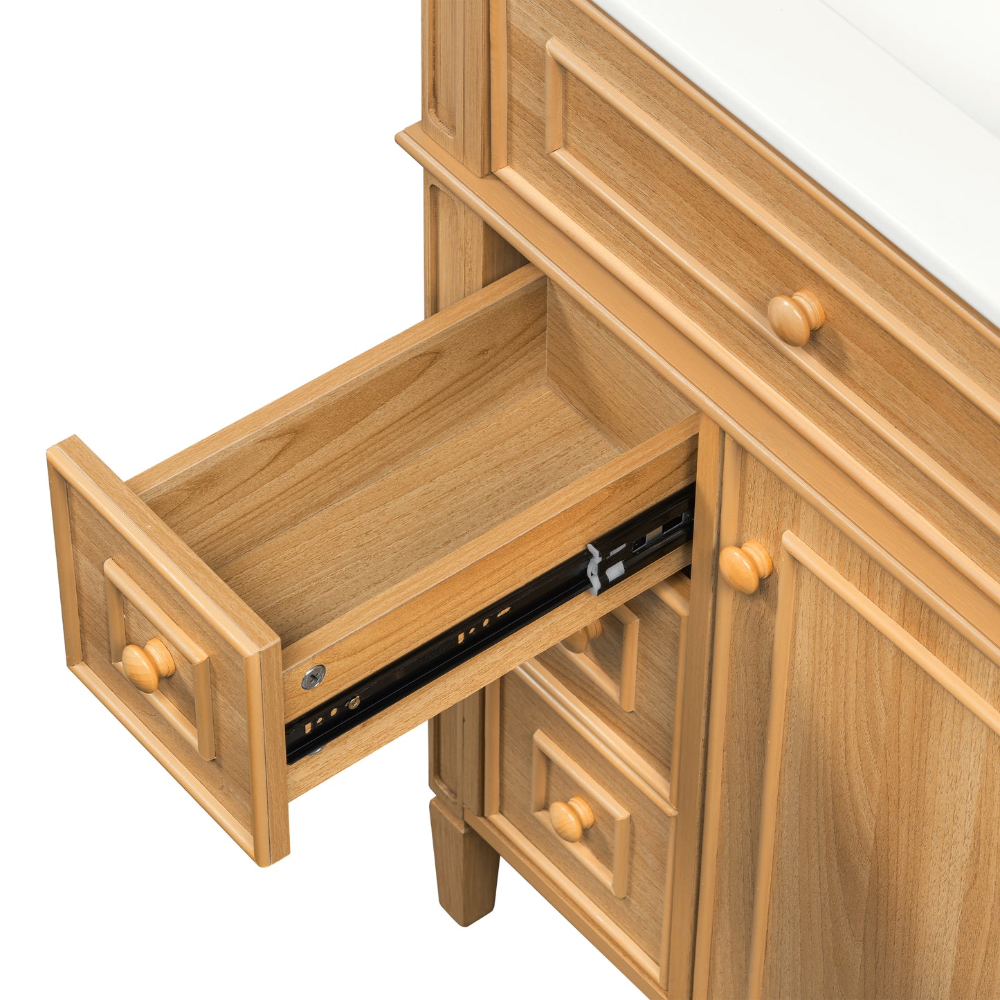VanityFus 18.6-in Wood Bathroom Vanity Single Sink Combo with Ceramic Top 1 Soft Close door 3 drawers Undermount
