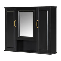 VanityFus 36-in Bathroom Vanity Black Single Sink Medicine Cabinet Miror Combo with Ceramic Top 5 Soft Close Doors 3 Drawers