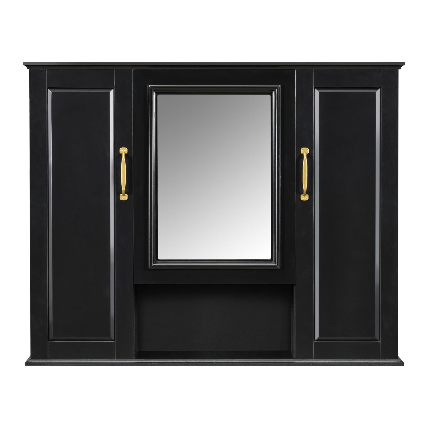 VanityFus 36-in Bathroom Vanity Black Single Sink Medicine Cabinet Miror Combo with Ceramic Top 5 Soft Close Doors 3 Drawers