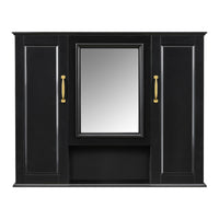 VanityFus 36-in Bathroom Vanity Black Single Sink Medicine Cabinet Miror Combo with Ceramic Top 5 Soft Close Doors 3 Drawers
