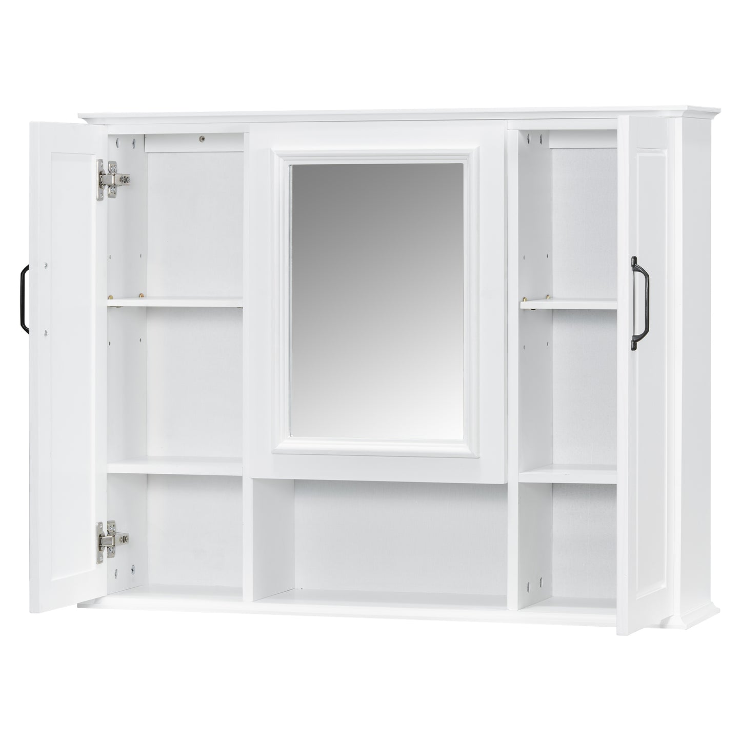 VanityFus 36-in Bathroom Vanity White Single Sink Medicine Cabinet Miror Combo with Ceramic Top 5 Soft Close Doors 3 Drawers