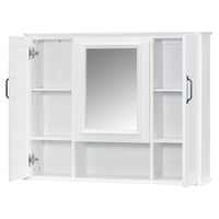 VanityFus 36-in Bathroom Vanity White Single Sink Medicine Cabinet Miror Combo with Ceramic Top 5 Soft Close Doors 3 Drawers