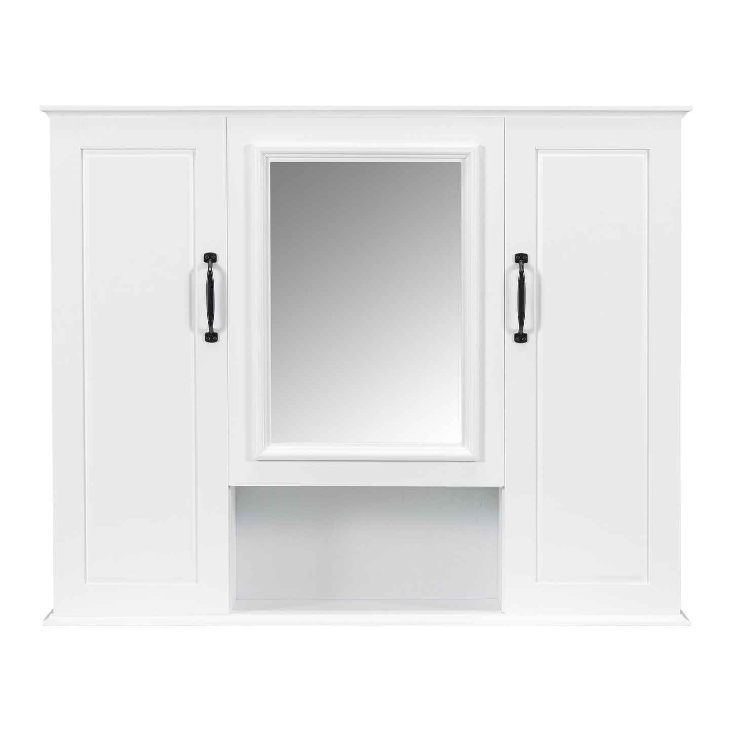 VanityFus 36-in Bathroom Vanity White Single Sink Medicine Cabinet Miror Combo with Ceramic Top 5 Soft Close Doors 3 Drawers