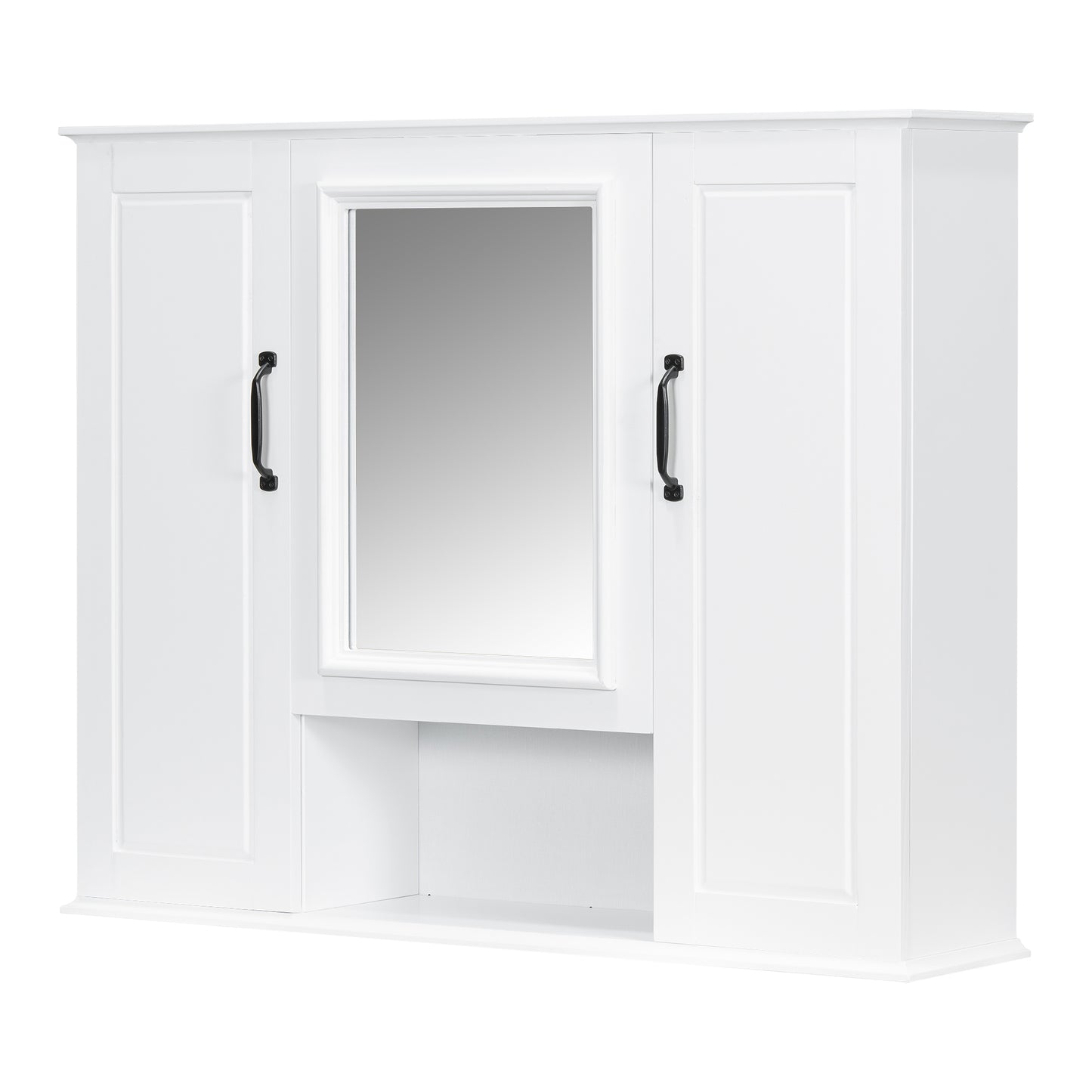 VanityFus 36-in Bathroom Vanity White Single Sink Medicine Cabinet Miror Combo with Ceramic Top 5 Soft Close Doors 3 Drawers