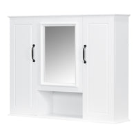 VanityFus 36-in Bathroom Vanity White Single Sink Medicine Cabinet Miror Combo with Ceramic Top 5 Soft Close Doors 3 Drawers